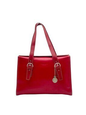Kenneth Cole Red Faux Leather Tote Bag